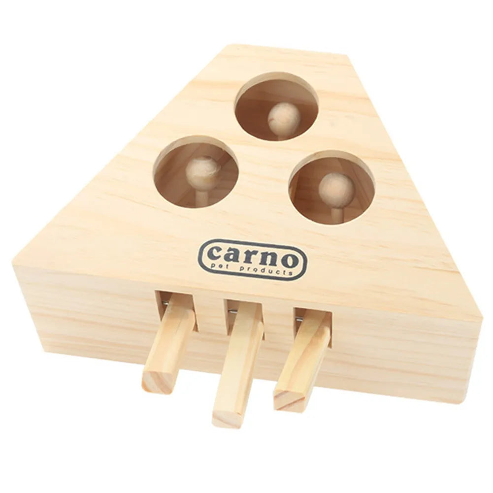 Cat Hunt Toy Chase Mouse Solid Wooden Interactive Maze Pet Hit Hamster With 3/5-holed Mouse Hole Catch Bite Catnip Funny Toy