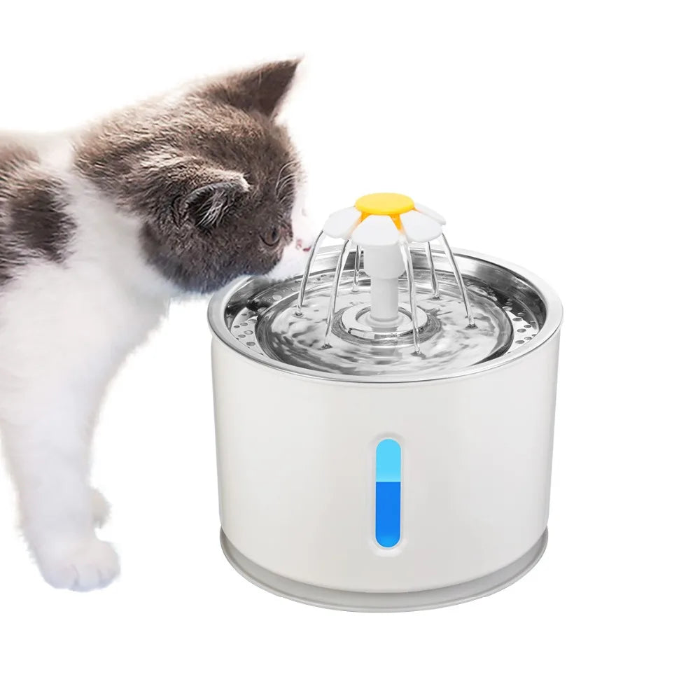 2.4L Automatic Pet Cat Water Fountain with LED Electric USB Dog Cat Pet Mute Drinker Feeder Bowl Pet Drinking Fountain Dispenser