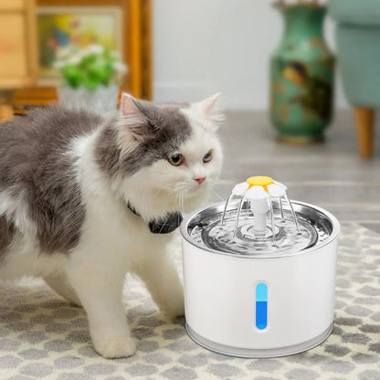 2.4L Automatic Pet Cat Water Fountain with LED Electric USB Dog Cat Pet Mute Drinker Feeder Bowl Pet Drinking Fountain Dispenser