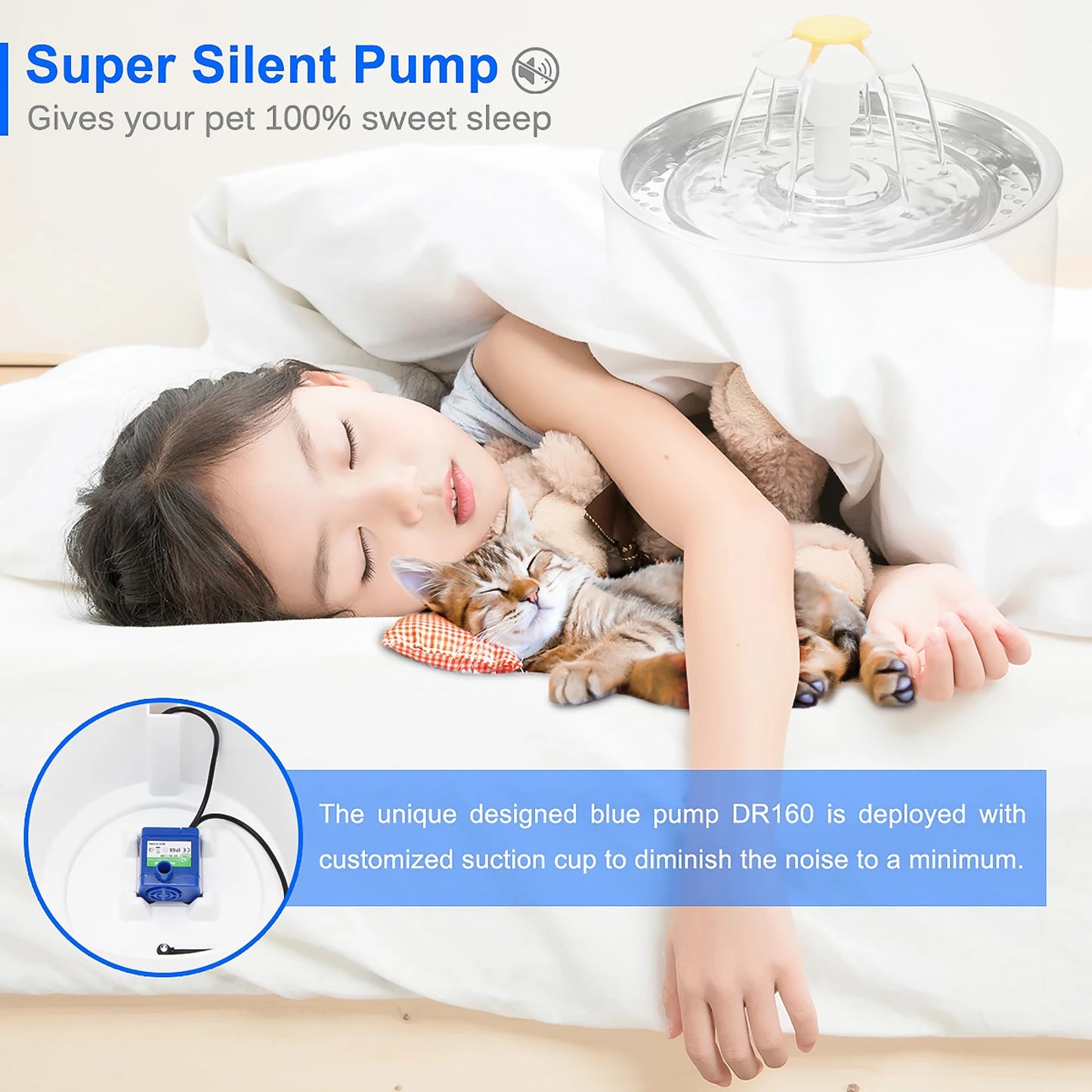 2.4L Automatic Pet Cat Water Fountain with LED Electric USB Dog Cat Pet Mute Drinker Feeder Bowl Pet Drinking Fountain Dispenser