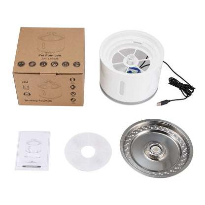 2.4L Automatic Pet Cat Water Fountain with LED Electric USB Dog Cat Pet Mute Drinker Feeder Bowl Pet Drinking Fountain Dispenser